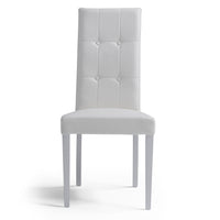 Sedia imbottita EDI 4 BOTTONI, ideale per sala da pranzo, soggiorno, ufficio,  tessuto ecopelle colore Bianco, Design moderno