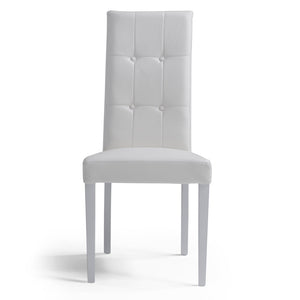 Sedia imbottita EDI 4 BOTTONI, ideale per sala da pranzo, soggiorno, ufficio,  tessuto ecopelle colore Bianco, Design moderno