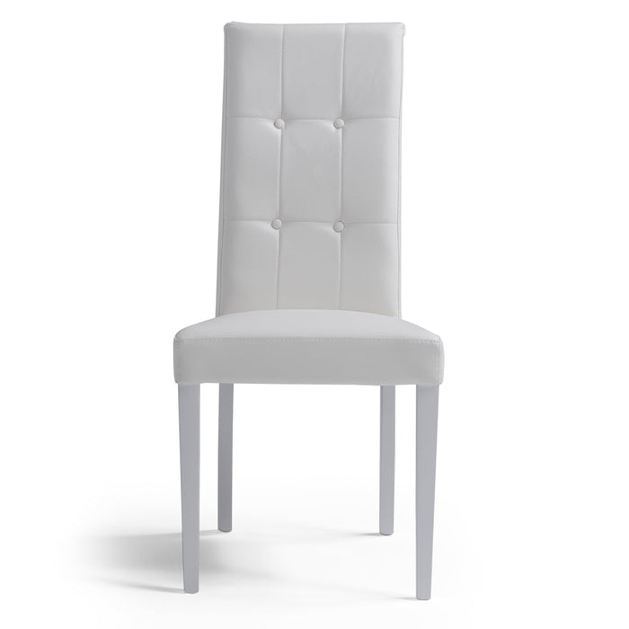 Sedia imbottita EDI 4 BOTTONI, ideale per sala da pranzo, soggiorno, ufficio,  tessuto ecopelle colore Bianco, Design moderno