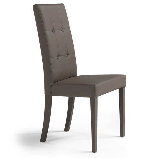 Sedia imbottita EDI 4 BOTTONI, ideale per sala da pranzo, soggiorno, ufficio,  tessuto ecopelle colore Tortora, Design moderno