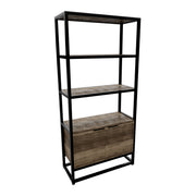 Edo - Scaffale Libreria a Muro 76x162,5x33,5 cm 3 Ripiani con Mobiletto 2 Ante in Legno Bleach Struttura in Metallo Nero