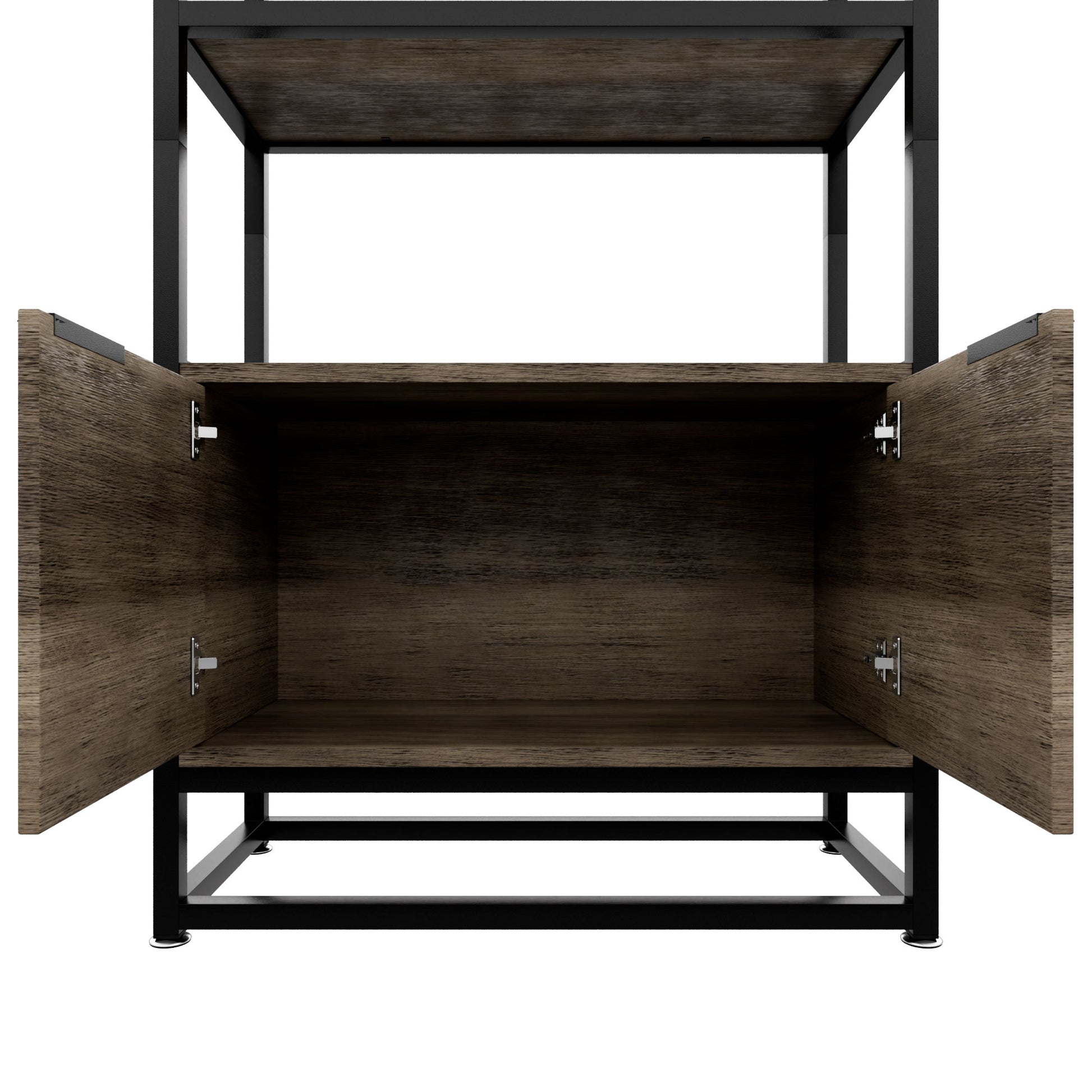 Edo - Scaffale Libreria a Muro 76x162,5x33,5 cm 3 Ripiani con Mobiletto 2 Ante in Legno Bleach Struttura in Metallo Nero