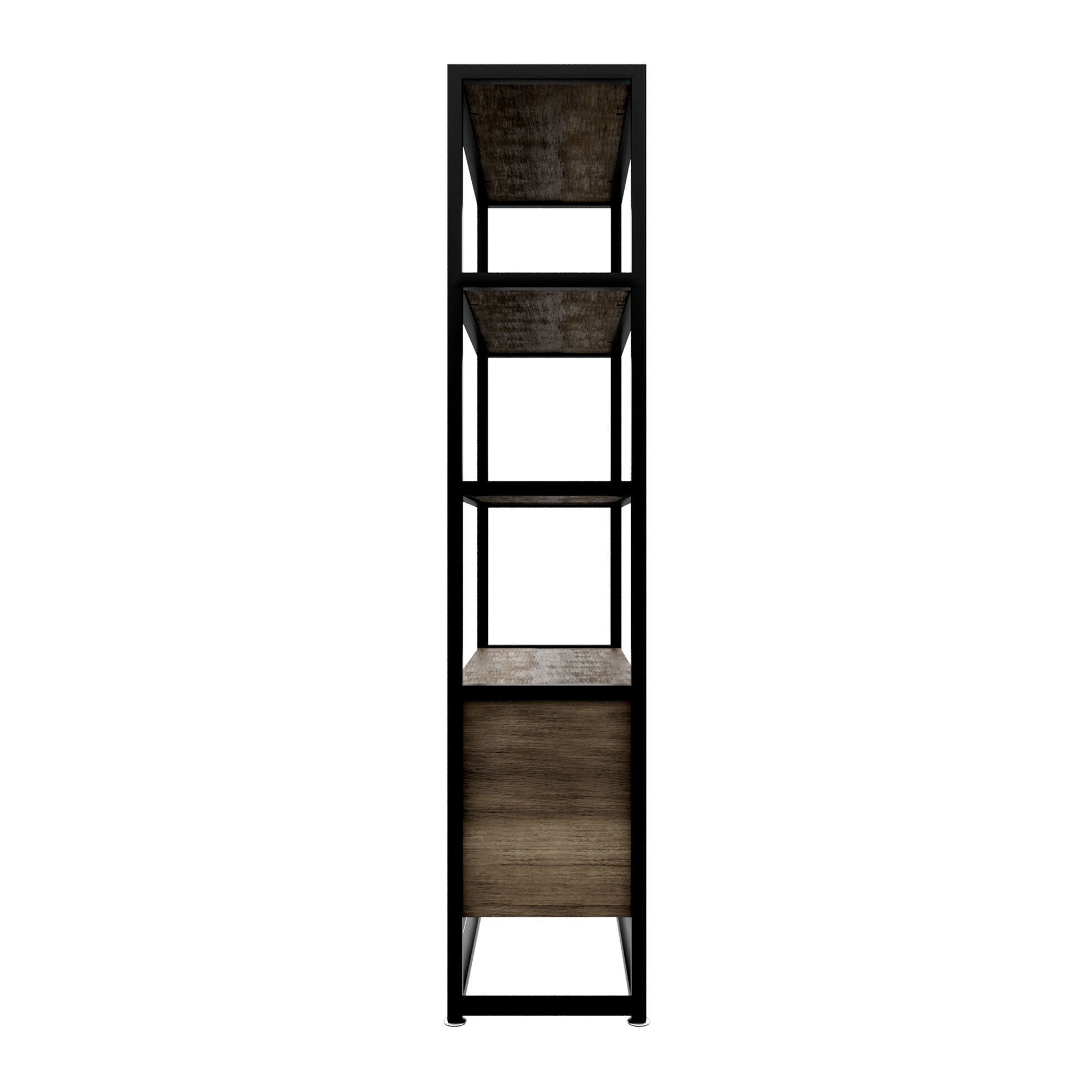 Edo - Scaffale Libreria a Muro 76x162,5x33,5 cm 3 Ripiani con Mobiletto 2 Ante in Legno Bleach Struttura in Metallo Nero