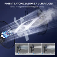 Ventilatore Nebulizzatore a 3 Velocità, Oscillazione 75° e Nebulizzazione Regolabile, Nero