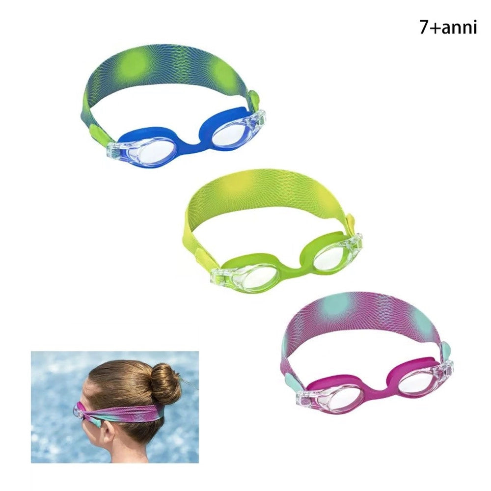 Trade Shop - Occhialini Da Nuoto Splashflex Cinturino Regolabile Per Bambini 7+ Anni 3 Colori 21177 -