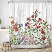 Douchegordijn a fiori 180 x 200 cm - Design primaverile, Impermeabile, Lavabile Poliestere, Ideale per la stanza da bagno