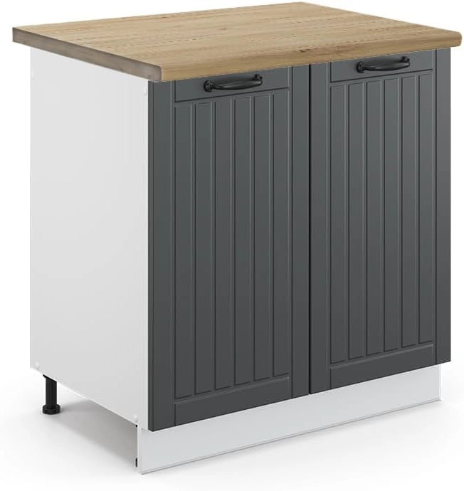 Mobile lavello cucina Fame-Line, Antracite casa di campagna, 80 cm, PL Rovere, per la combinazione con altri moduli della serie Fame-Line