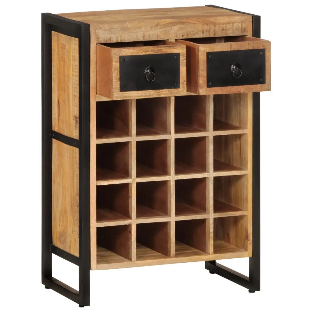 Portabottiglie per 16 Bottiglie in Legno Massello di Mango 338464