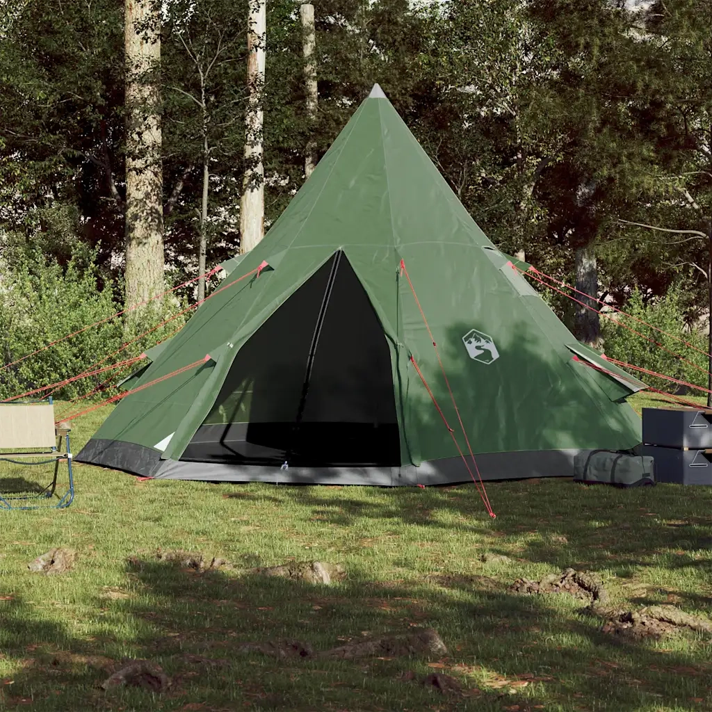 Tenda da Campeggio Tipi per 4 Persone Verde Impermeabile 94380
