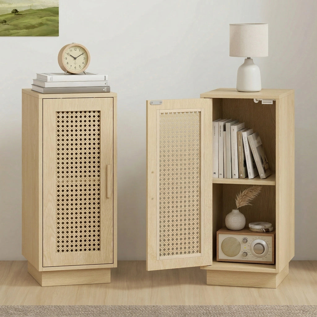 Tavolino da letto con cassetto e scaffale ¨C zephmum ¨C legno naturale 25x30x60