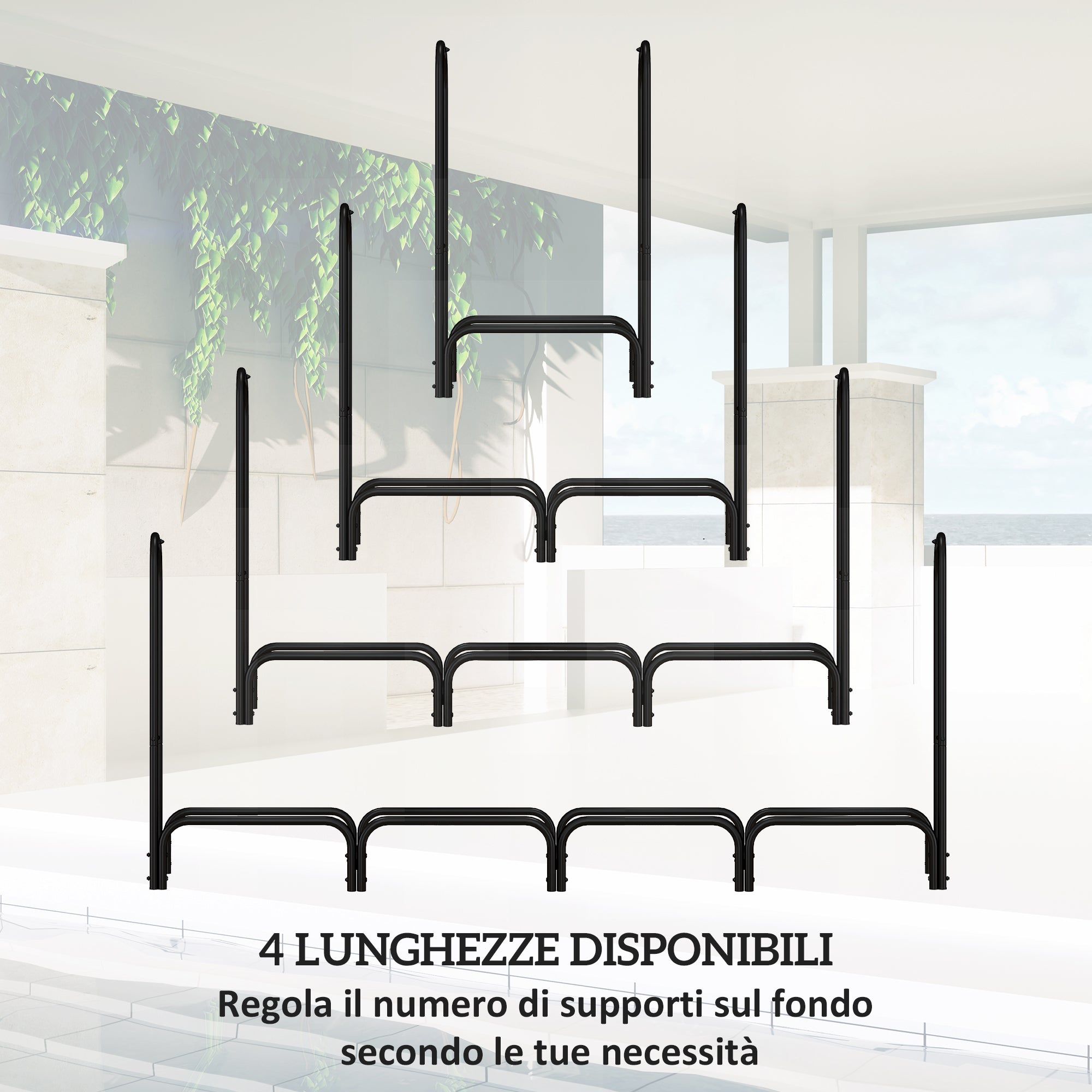 Portalegna per Camino da Interno ed Esterno con Telo Porta Legna e Copertura 240x36x99 cm in Metallo Nero