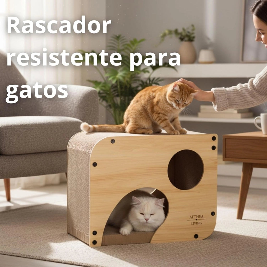 Gatto tiragraffi CARABELA nido con tunnel integrato 3 in 1 34 x 44 x 25 cm