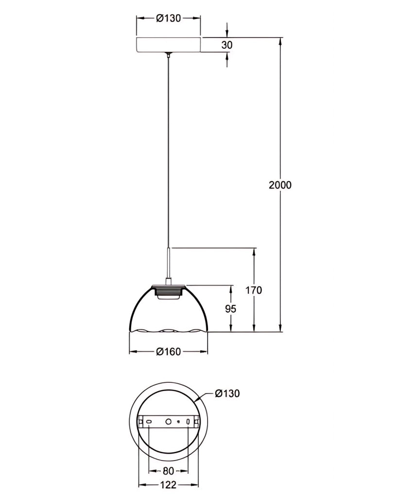 Lampada a Sospensione Lucille in Metallo e Vetro Borosilicato Cognac, LED 8W Dimmerabile a step, CCT 2700K/3000K/4000K, Ø16cm - Lucille