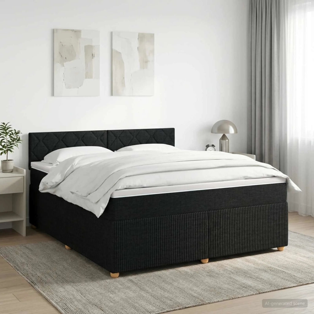 Letto box spring con materasso Nero 140 x 200 cm Tessuto 3451491