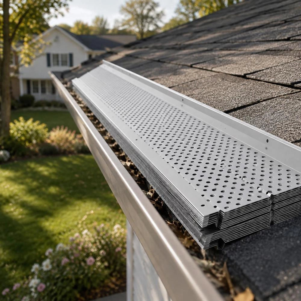 Gutter Guard, 152 Mm Wide, Aluminum Leaf Filter, DIY Gutter Cover, 26 Pieces, 264 Cm Total Length, 4 Mm Hole Diameter And 0.5 Mm Thick. Raptor Gutter Guard