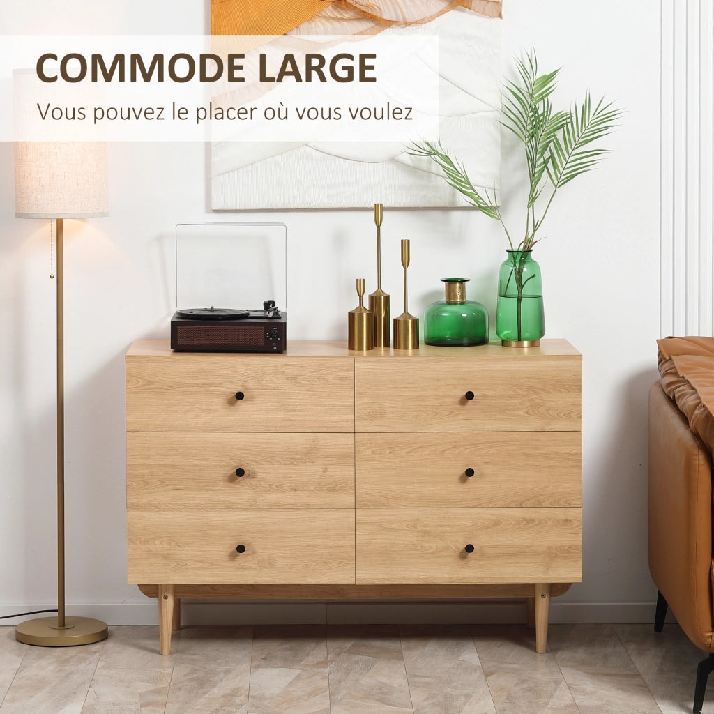 Cassettiera 6 Cassetti in Legno Massello ¨C zephmum ¨C 120x40x80 Colore Legno
