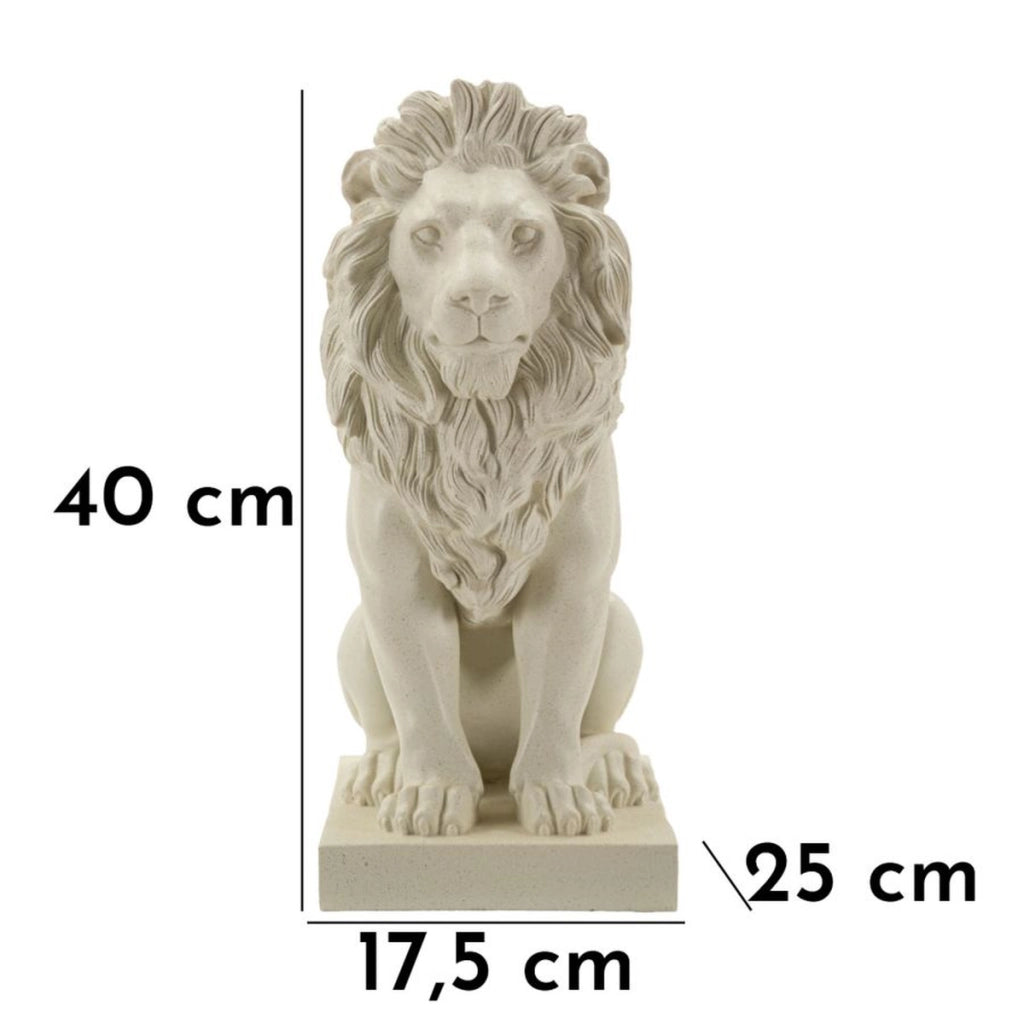 Scultura Leone 3, Beige, Poliresina, 17,5x25x40 cm