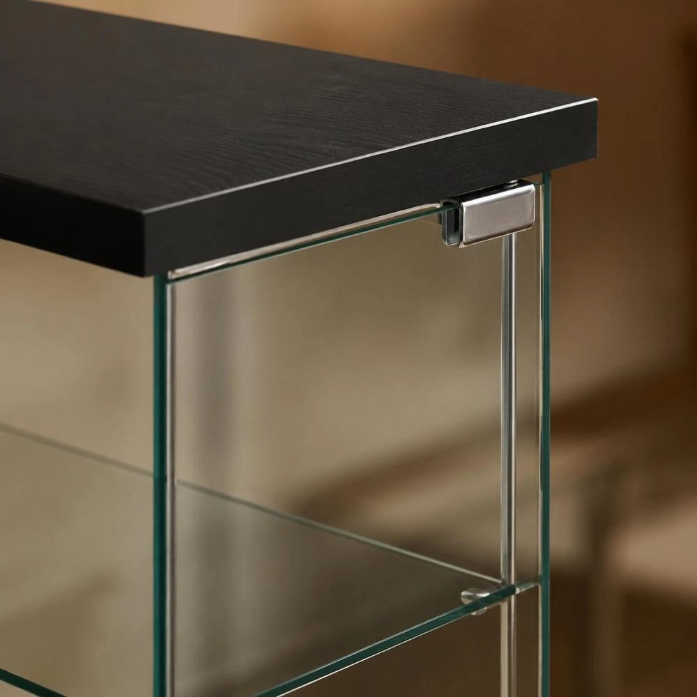 Black Tempered Glass Display Cabinet