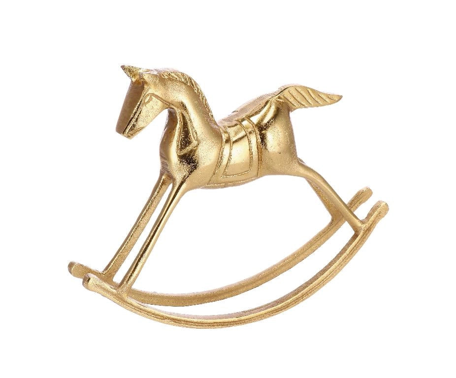 Decorazione Casa Cavallo a Dondolo in Metallo Oro 30 x 5 x 24 cm