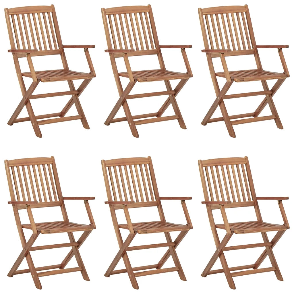 Sedie da Giardino Pieghevoli 6 pz con Cuscini Massello Acacia 3074963