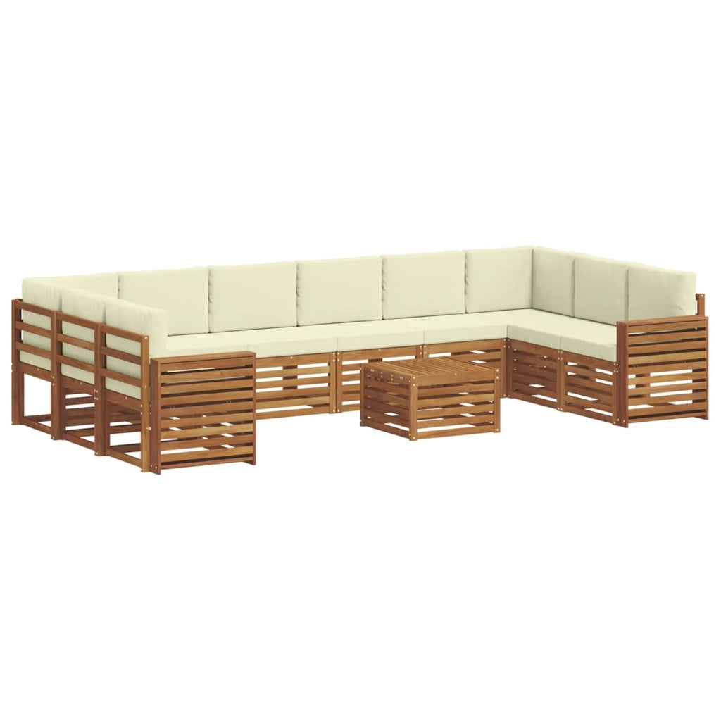Set di divani da esterno 11 pz Naturale e Crema 3375605