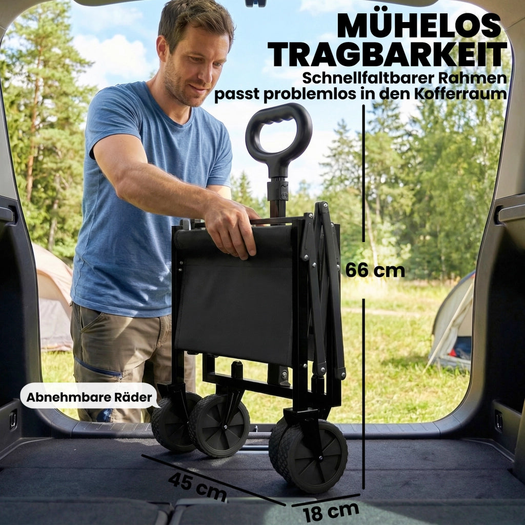 Carrello da Giardino Pieghevole 80L ¨C Xylo ¨C Con Manico Telescopico e Portabevande