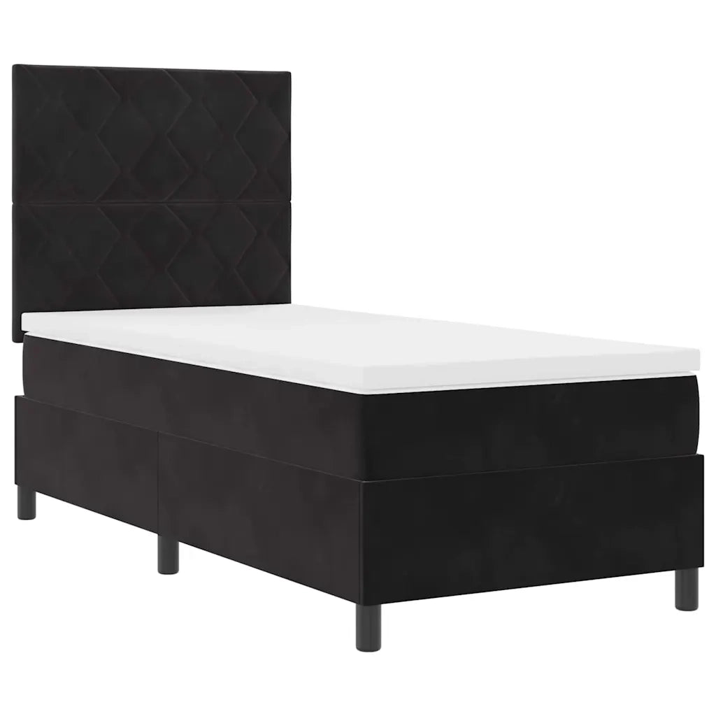Letto a molle con materasso Nero 90 x 200 cm Velluto 3339874