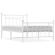 Letto singolo | Letto per adulti | Giroletto con Testiera e Pediera Metallo Bianco 107x203 cm