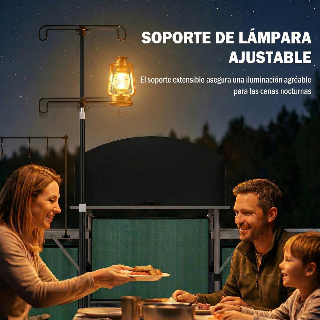 Tavolo da cucina pieghevole con 3 tavolini e 4 ganci ¨C zephmum ¨C 172x48x130 cm verde