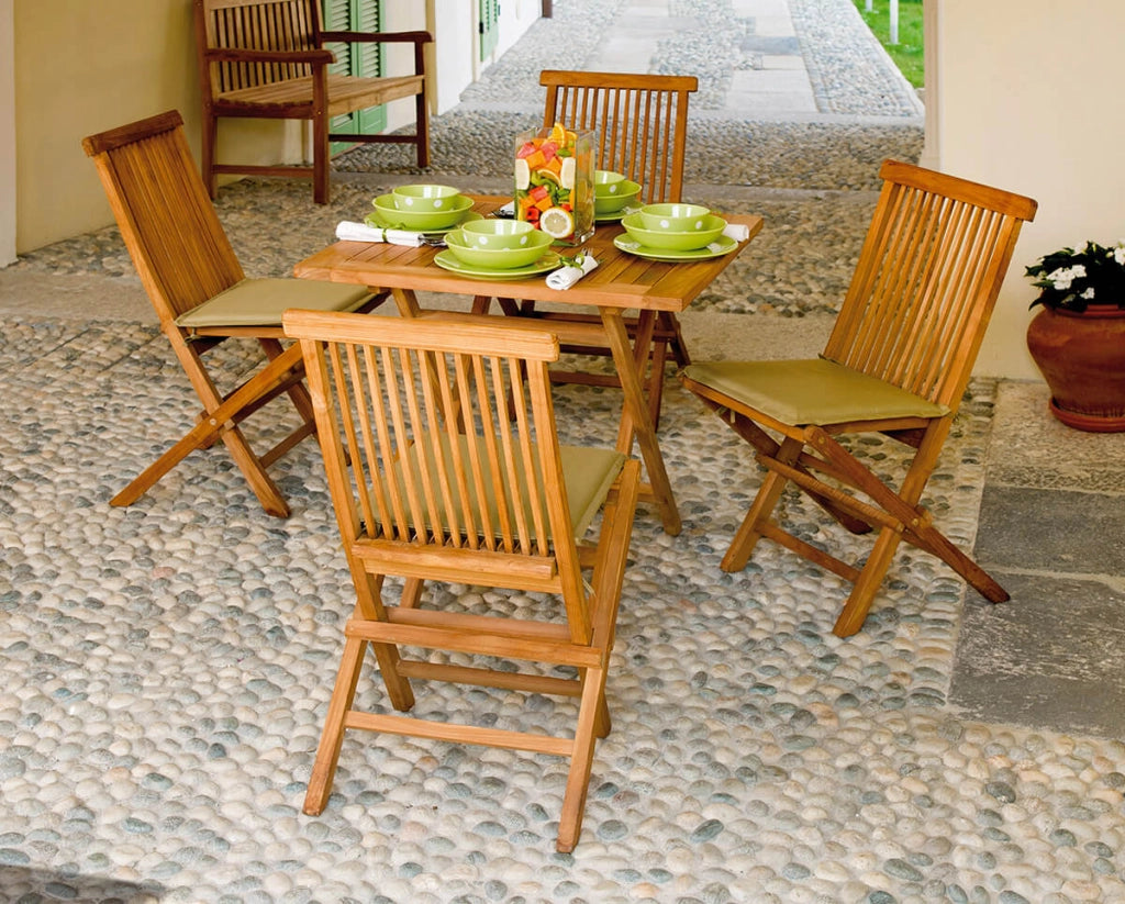 Tavolo Quadrato Pieghevole da Giardino 80x80 cm in Legno Teak Vorghini Vulcano