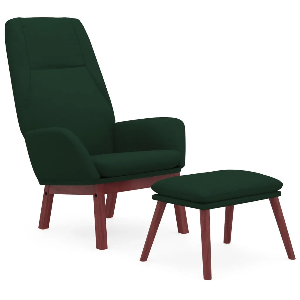 Poltrona Relax con Poggiapiedi Verde Scuro in Tessuto 3097876
