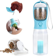Doppio utilizzo zaino per cani con contenitore cibo, sacchetti di scarto sostituibili, superficie anti graffio in materiale plastico, marche di misura, BPA libero (20 oz, blu) (blu1)