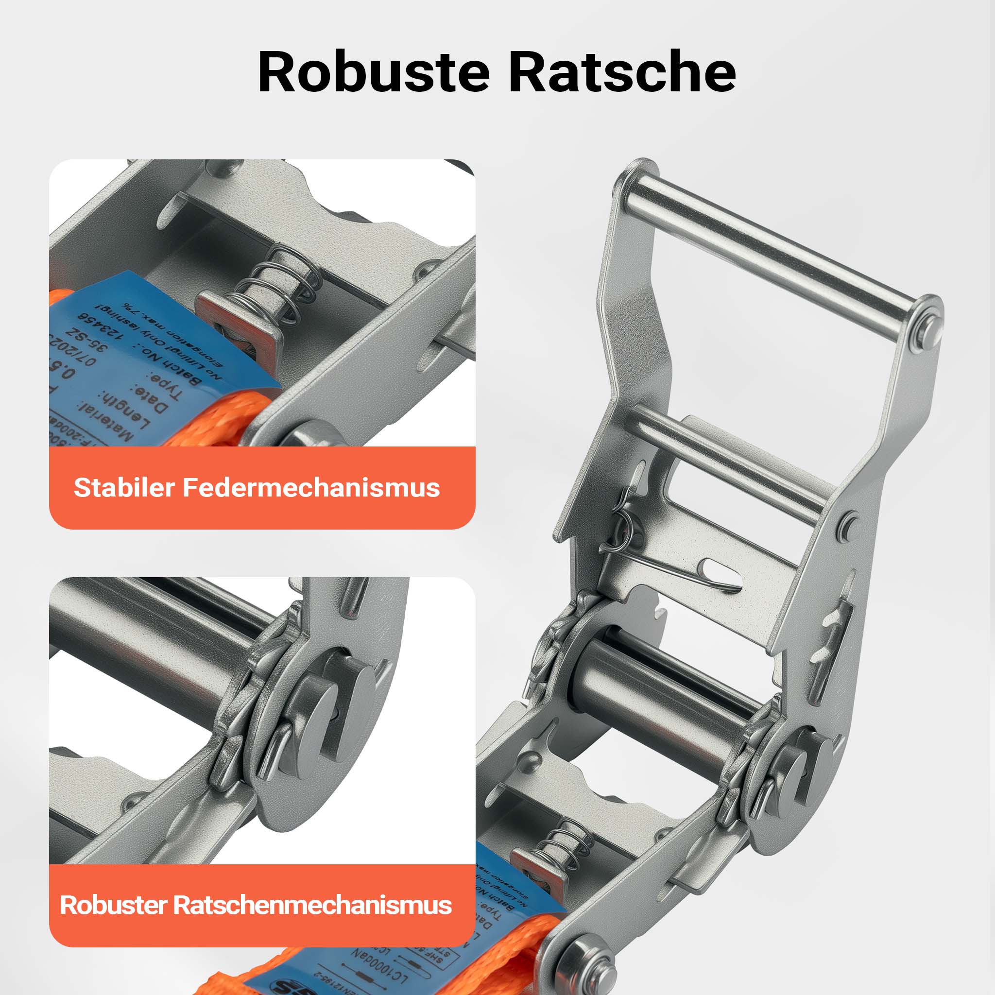 Cinghia di ancoraggio a cricchetto Set 4 cinghie di fissaggio 6 m 3000 daN