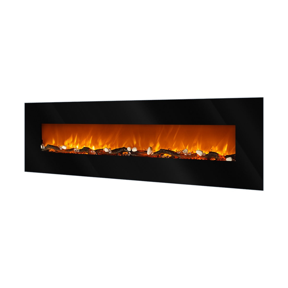 Camino Elettrico da Parete 55x182,2x14 cm Effetto Fiamma 1500W Elit