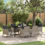 Set da Pranzo per Giardino da 7 Pezzi con Cuscini Grigio Chiaro Rattan PE