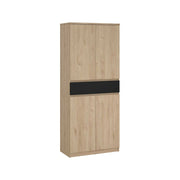 Scarpiera Jangmi, Mobile portascarpe, Armadio da ingresso multiuso, Mobiletto per calzature, 80x40 h192 cm, Rovere e Nero