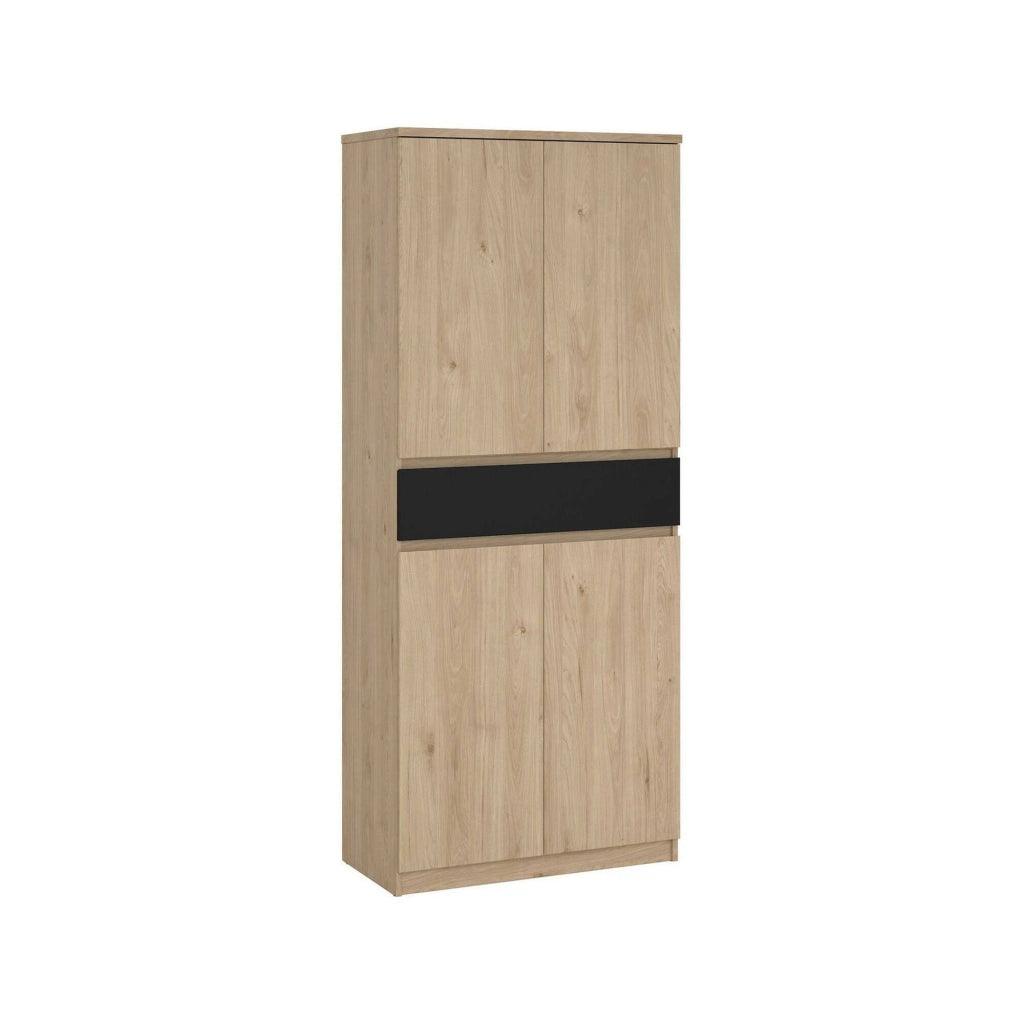 Scarpiera Jangmi, Mobile portascarpe, Armadio da ingresso multiuso, Mobiletto per calzature, 80x40 h192 cm, Rovere e Nero