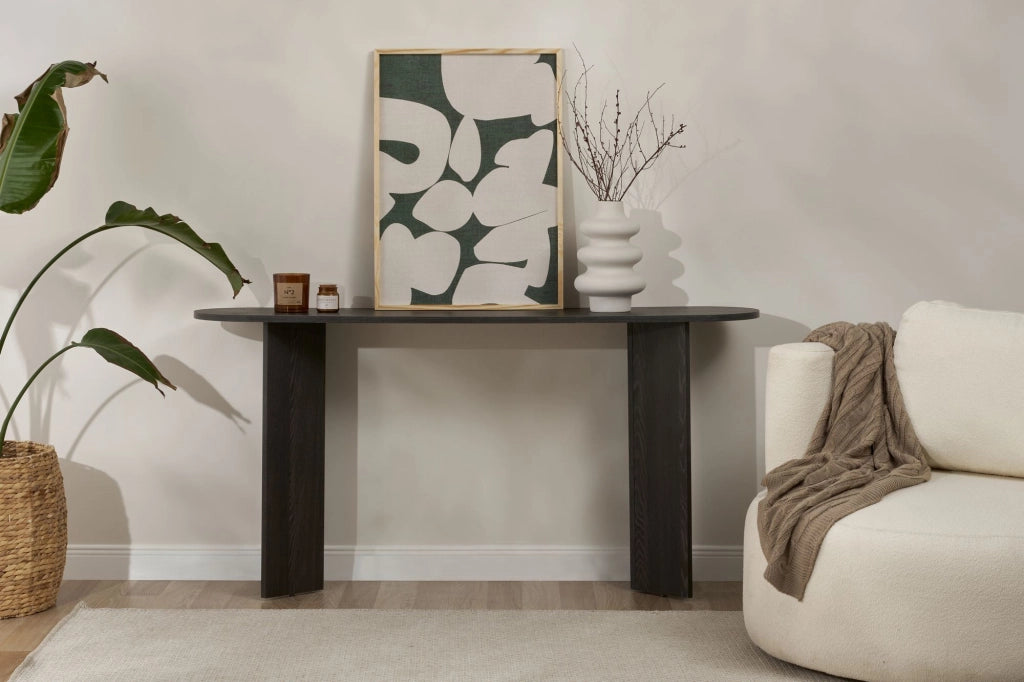 Consolle in legno "Sira" - 150 x 35 x 75 cm - Nero Chiaro