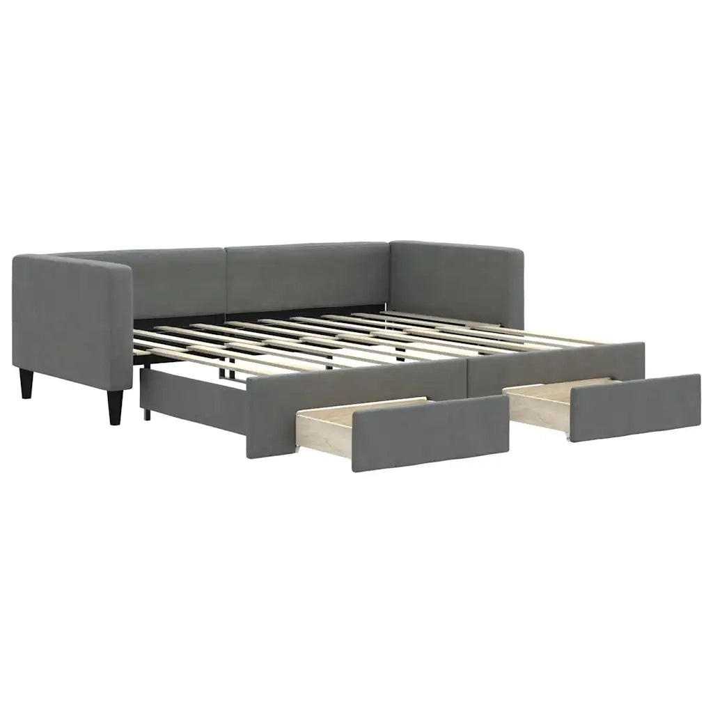 Divano Letto Estraibile Cassetti Grigio Scuro 100x190 Tessuto 3196658