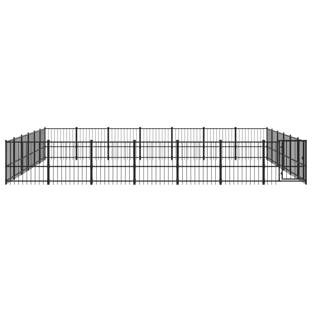 Gabbia per cuccia recinto per animali da esterno per cani in acciaio 39,52 m² nero 02_0041846