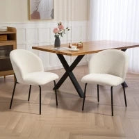 Set di 2 sedie da pranzo in velluto a coste, con piedi in acciaio, 56x58x78cm, Crema