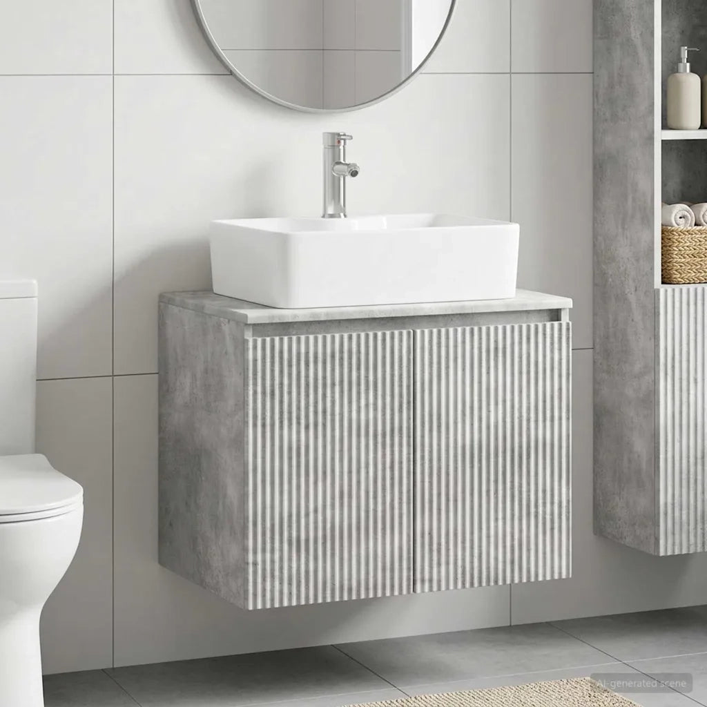 Set di mobili per il bagno Grigio Cemento Legno ingegnerizzato 3404323