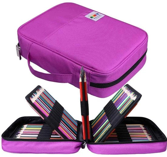 Etui per Pennarelli con Capacità Grande - Impermeabile - Tasca per Pennelli - Etui con 72 Fessure - Materiale Resistente - Compatto e Leggero - Pencil Case