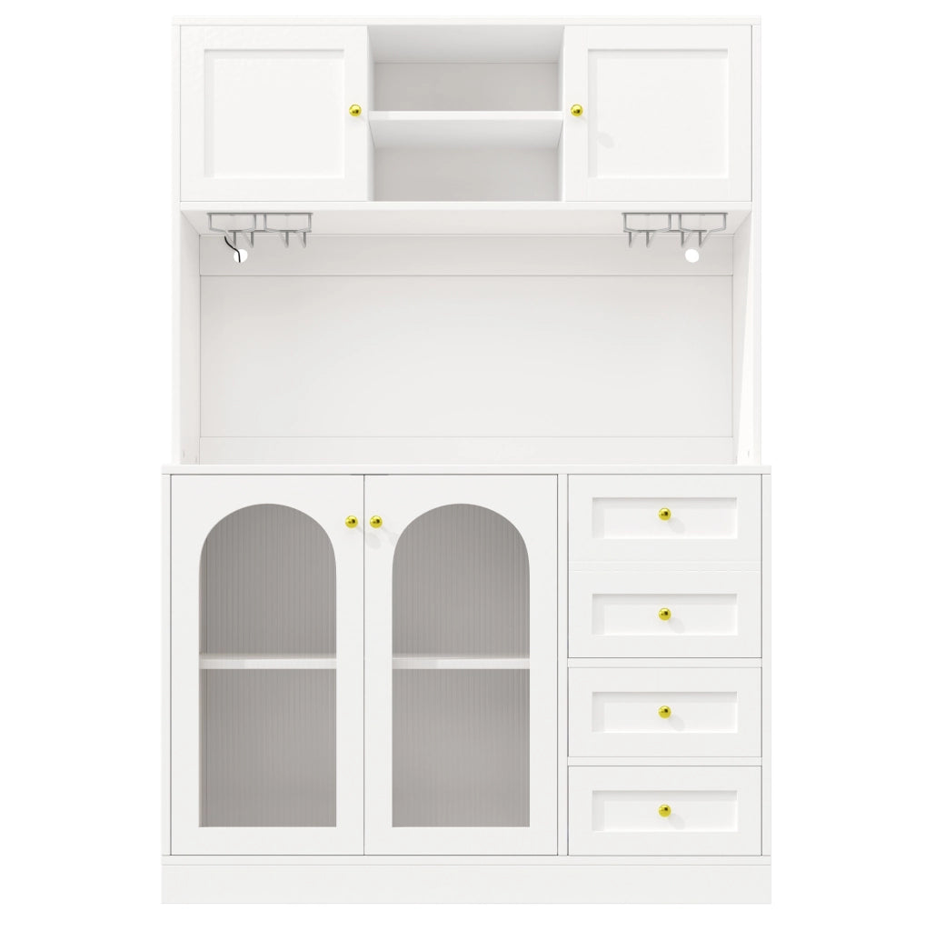 Credenza 120x40x188 cm con striscia LED controllabile da app in MDF bianco