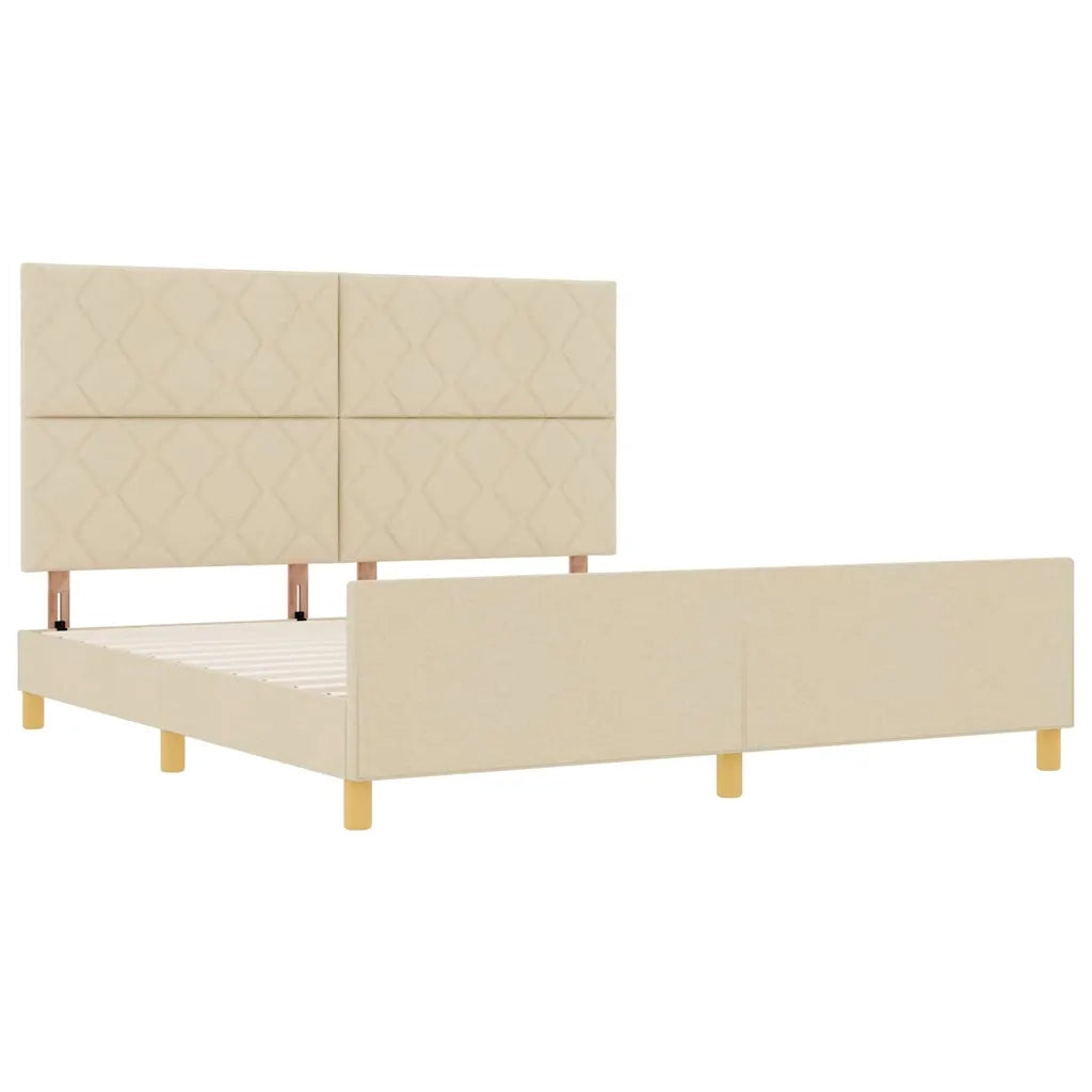 Struttura del letto con testiera Crema 180 x 200 cm Tessuto 3344828