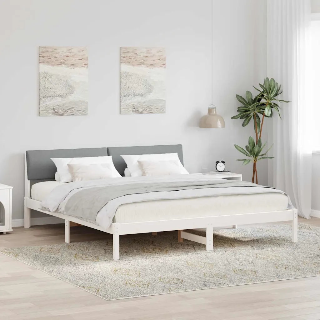 Struttura del Letto Bianco e grigio chiaro 200 x 200 cm 3394332