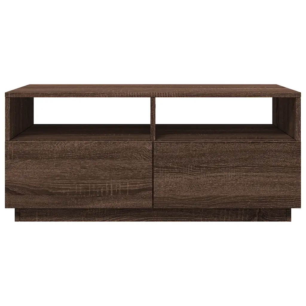 Tavolino da Soggiorno con Luci LED Rovere Marrone 90x49x40 cm 839839