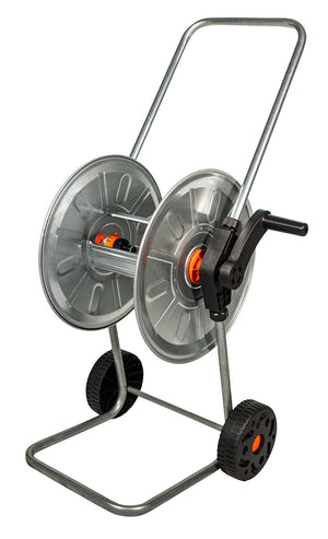 Carrello Avvolgitubo Manuale con Ruote 50 mt Tubo Ø1/2” in Acciaio Zincato Grigio Agrati