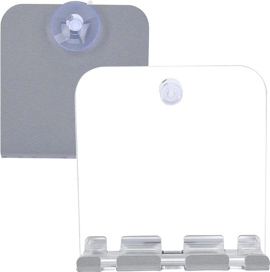 Specchio per doccia con dispositivo di fissaggio - Specchio per doccia - Specchio per bagno senza perforazione - Specchio per doccia con dispositivo di fissaggio per rasatura - Supporto per rasatura - 2 Viti - Specchio per rasatura bianco