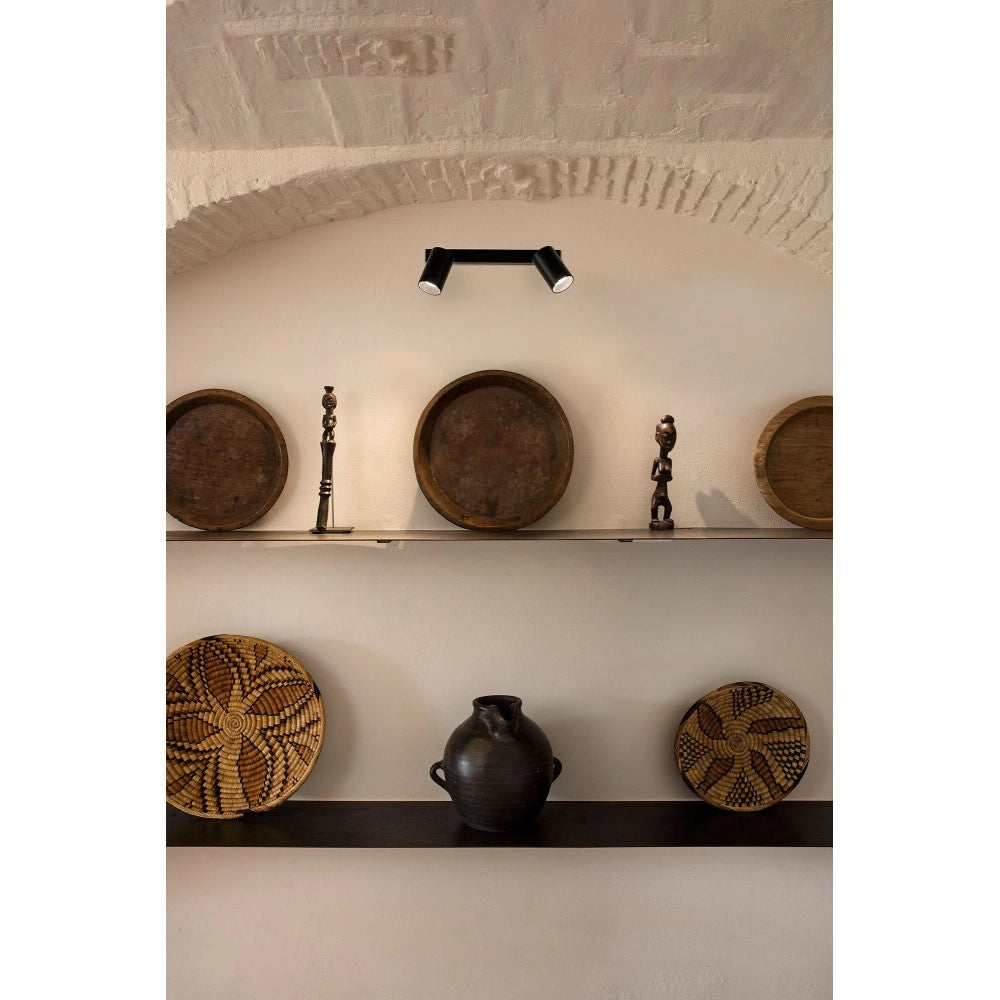 Faro Barcelona - Coppia Faretti Orientabili Stan 2 GU10 max 5Wx2 - Metallo, Installazione a Parete o Soffitto, lampadina esclusa - Nero